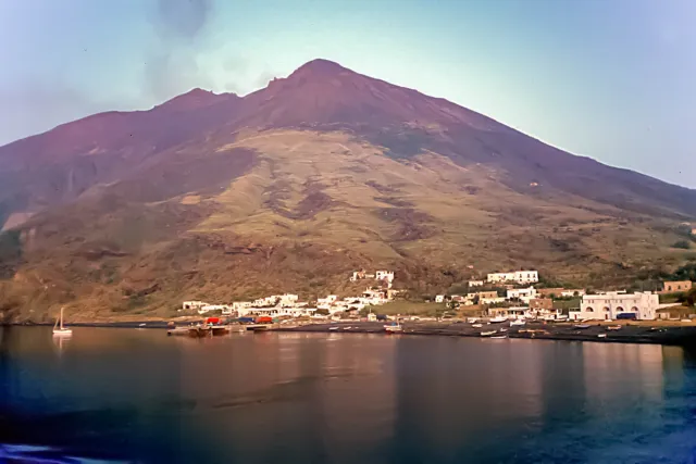 The inhabited coast of Stromboli