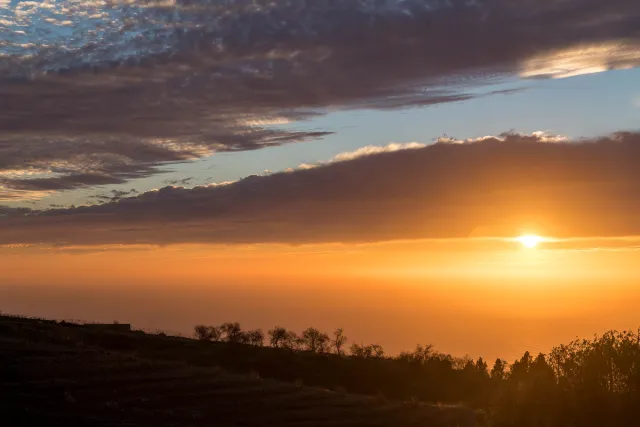 Sunset in the sea of clouds in La Palma