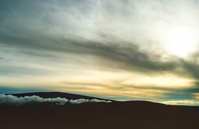 In the evening in the volcanic landscapes