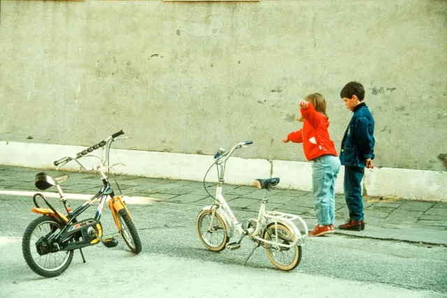 Children with bicycle