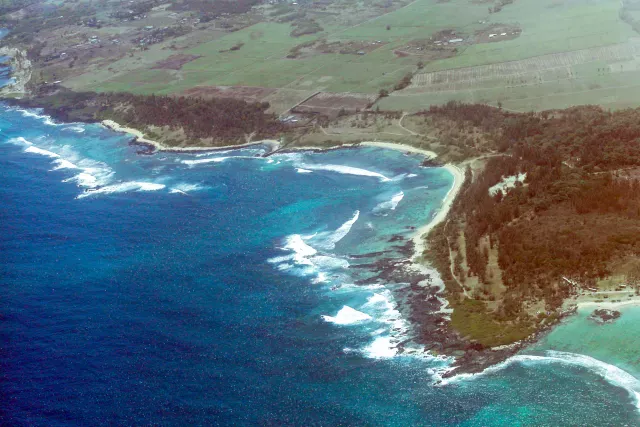 The coast of Mauritius from the plane