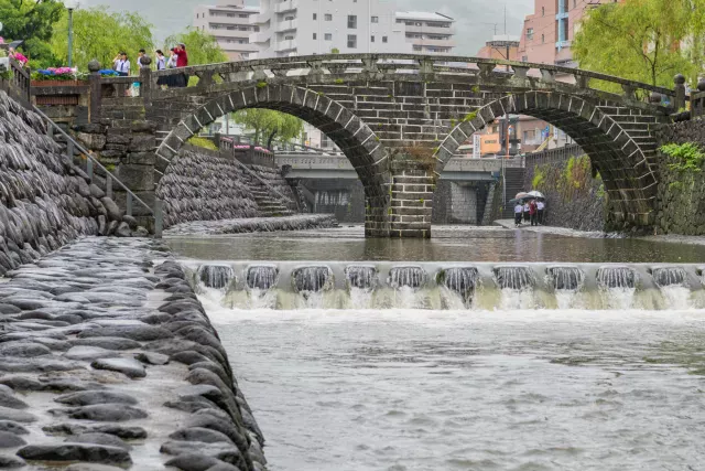 Megane Bridge (Spectacle Bridge) over the Nakashima River (中島川) in Nagasaki