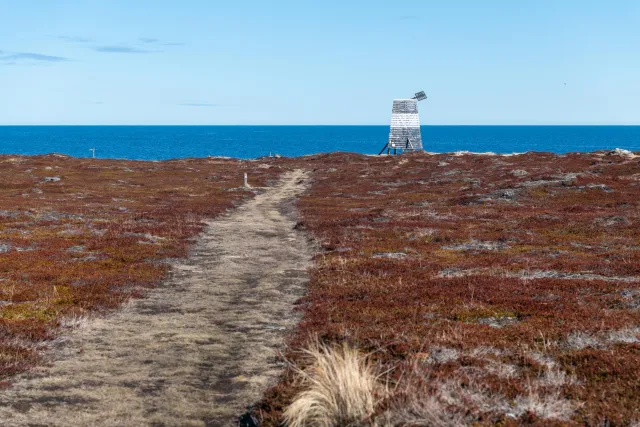 The wooden beacon in Ekkerøy Bird Sanctuary