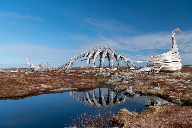 The impressive Drakkar-Leviathan sculpture in Ultima Thule, Vardø