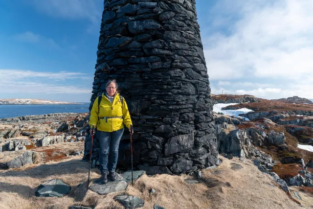 Climbing to the northern lighthouse in the north of Vardøya island