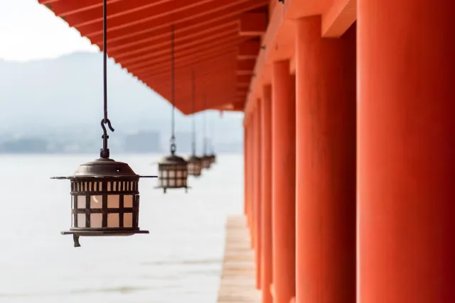 Inside Itsukushima Shrine on Miyajima Island