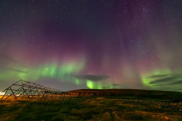 Northern lights over the fish drying racks in Ekkerøy