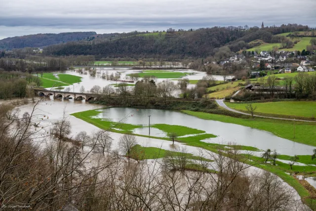 Hochwasser im Siegtal bei Blankenberg