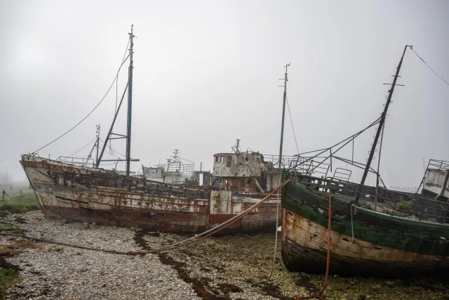 Wrecks in the port of Camaret sur Mer in Brittany